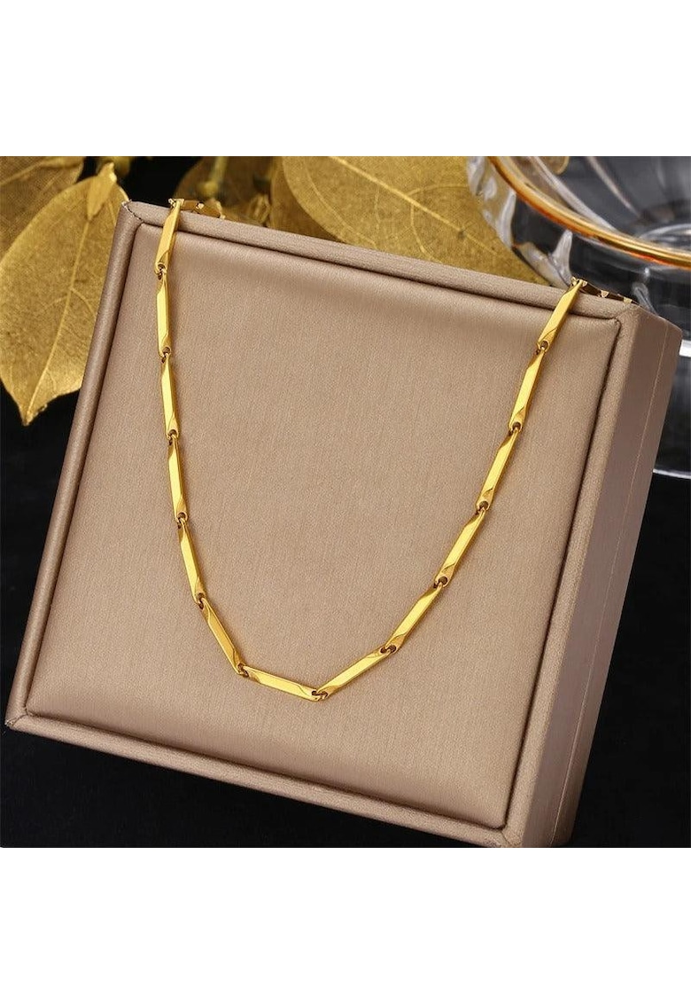 Colier auriu - din otel inoxidabil - cu piese imbinate - suflat cu aur 18k - Amaya C1