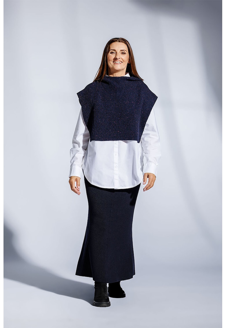 Poncho din amestec de lana virgina Mira