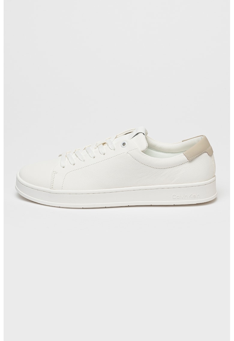 Pantofi sport din piele cu sireturi - Alb