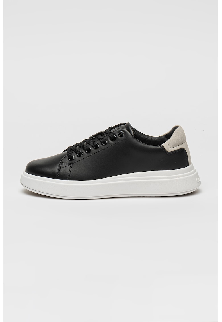 Pantofi sport din piele cu detaliu logo - Negru/Gri deschis