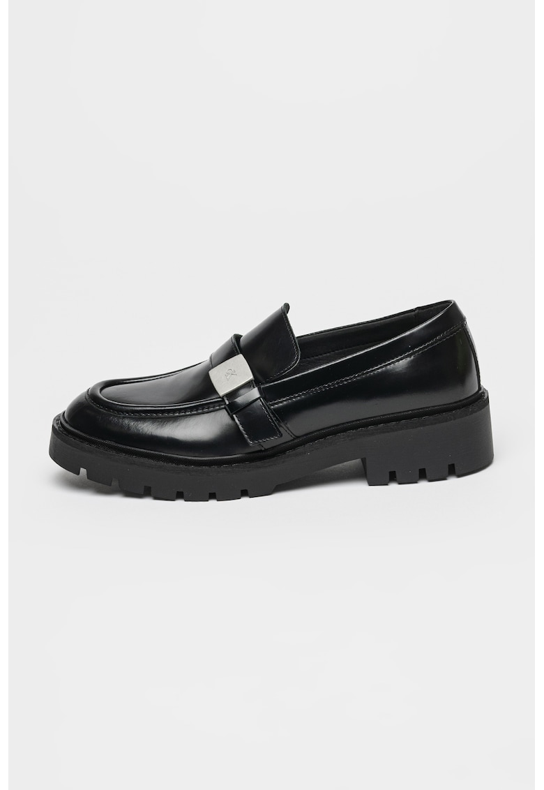 Pantofi loafer din piele cu detaliu cu logo metalic