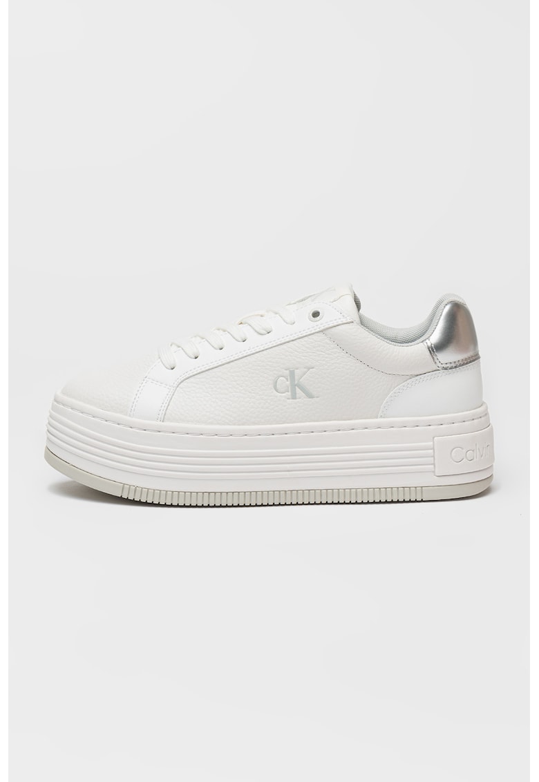 Pantofi sport cu talpa flatform si sireturi - Alb murdar