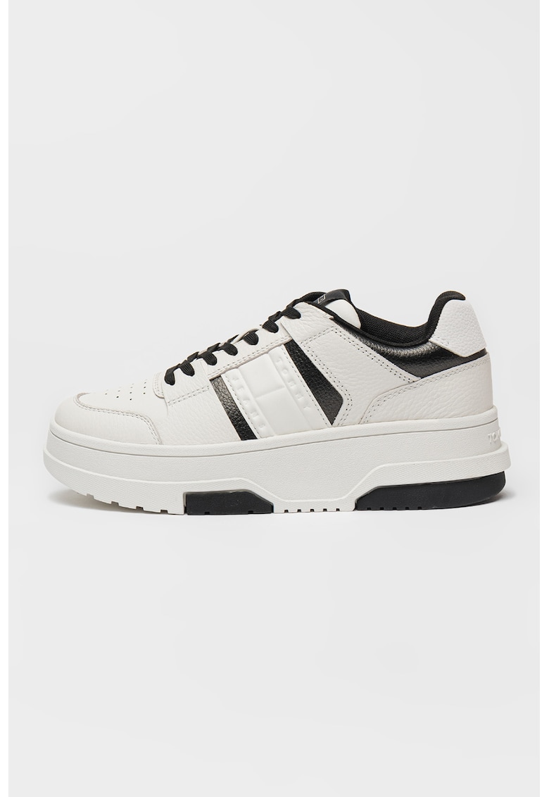 Pantofi sport low-cut de piele - Alb/Negru