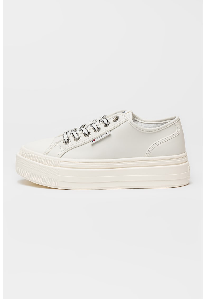 Tenisi low-cut din piele cu platforma