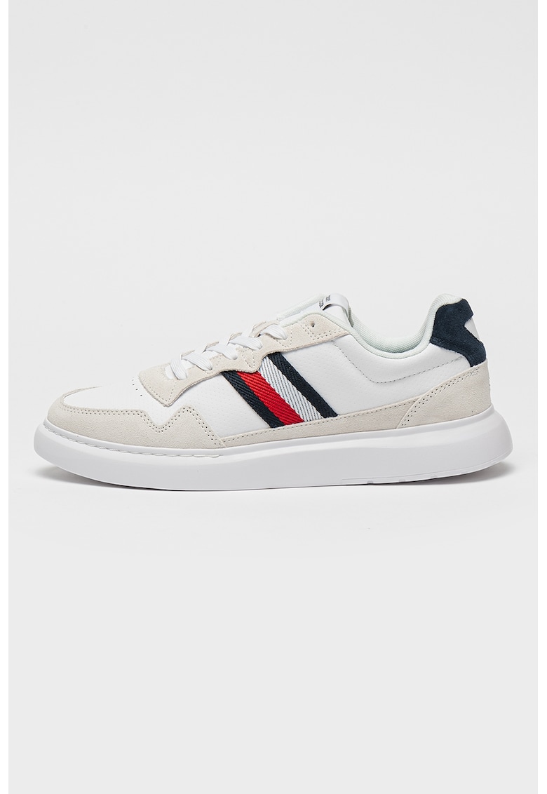 Pantofi sport de piele intoarsa si garnituri sintetice - Rosu/Alb fildes/Bleumarin