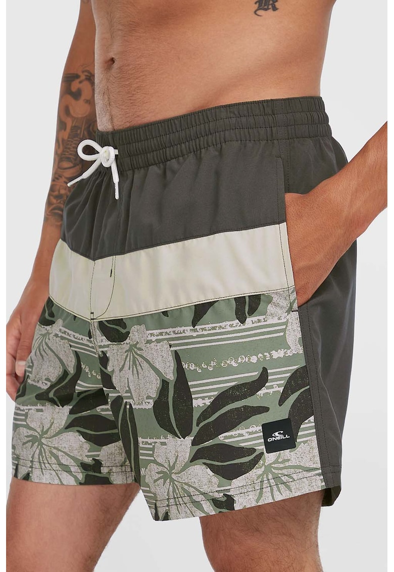 Pantaloni scurti de baie cu imprimeu floral frontal
