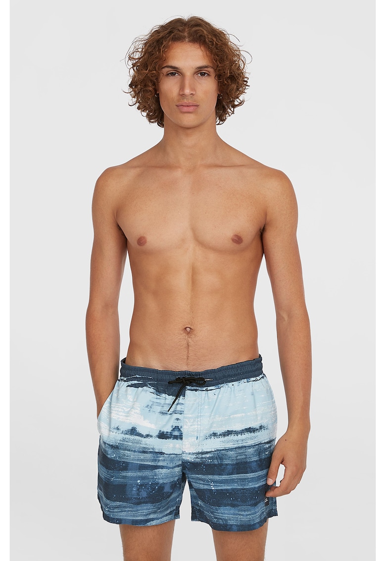 Pantaloni scurti de baie cu snur - Albastru pastel/Albastru inchis/Alb optic