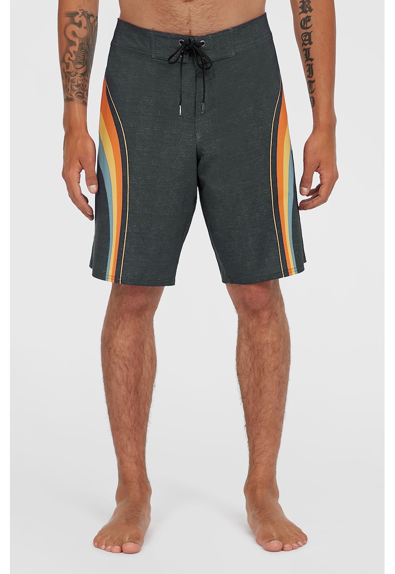 Pantaloni scurti de baie cu snur O'riginals - Galben pal/Portocaliu mandarina/Gri inchis