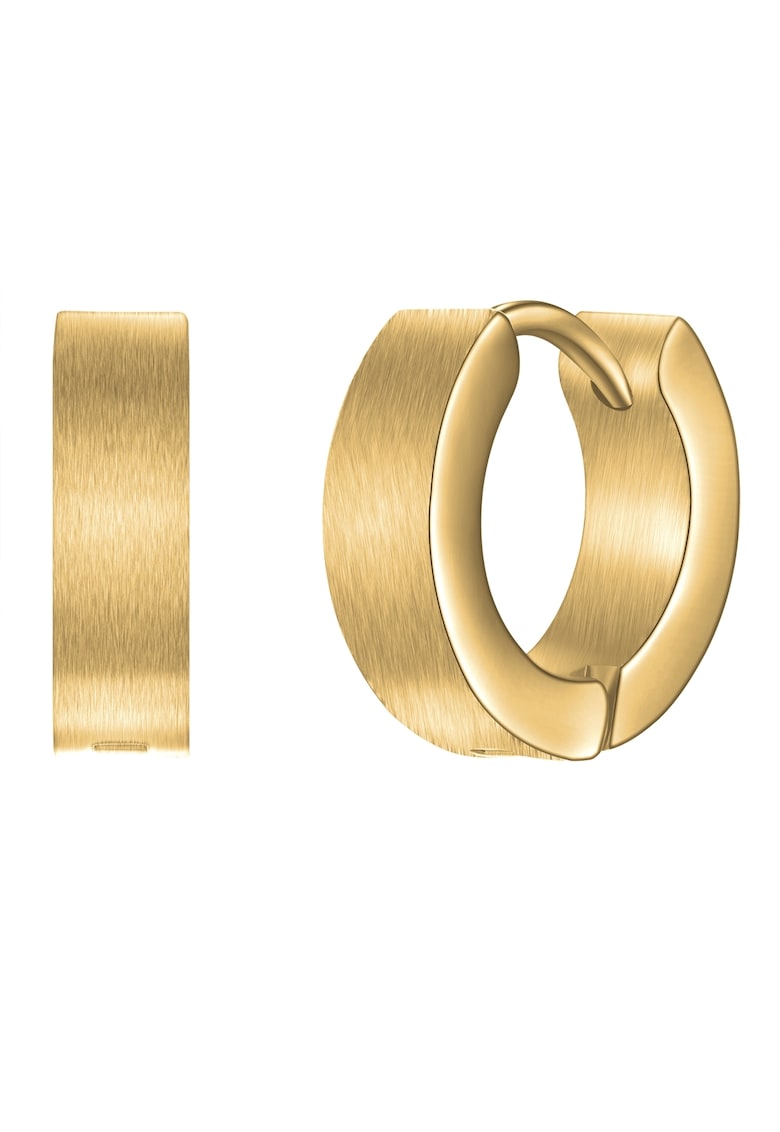 Cercei rotunzi de otel inoxidabil placati cu aur de 14K