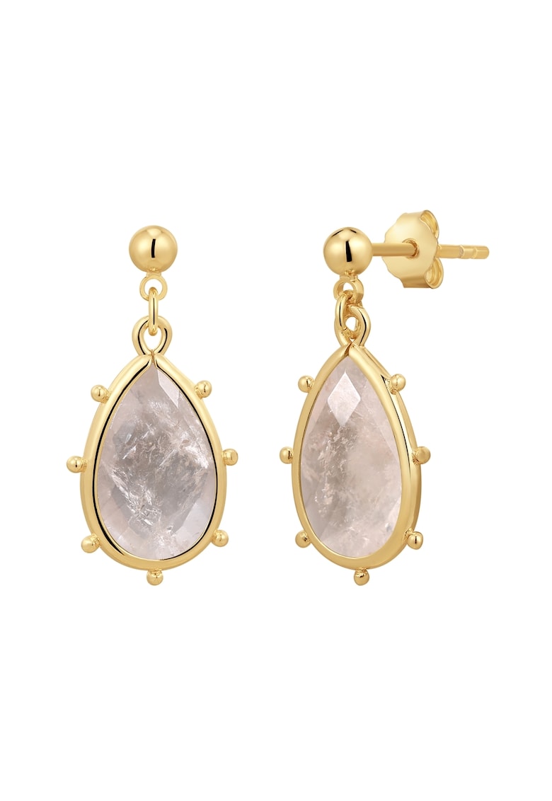 Cercei placati cu aur de 14K cu quartz - Auriu
