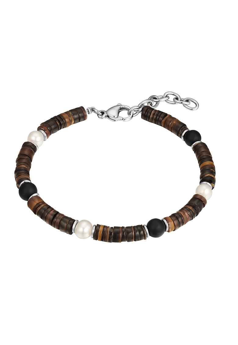 Bratara din otel inoxidabil decorata cu pietre din agate