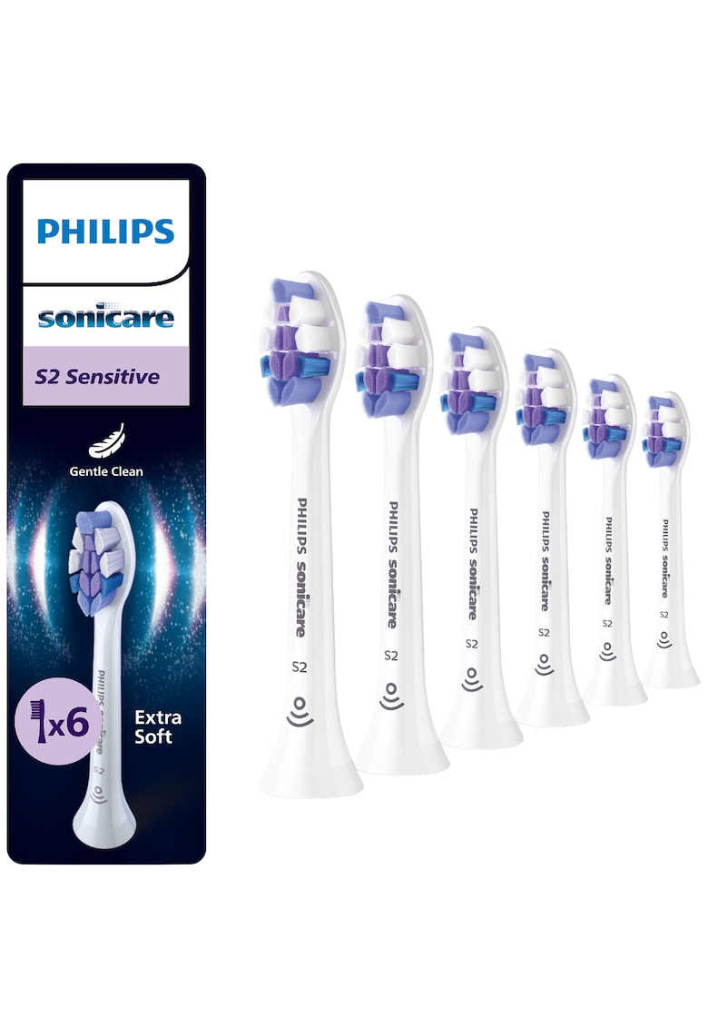 Rezerve Sensitive HX6056/87 - pachet de 6 capete de periere - Standard - click-on - sincronizarea modurilor BrushSync - Alb