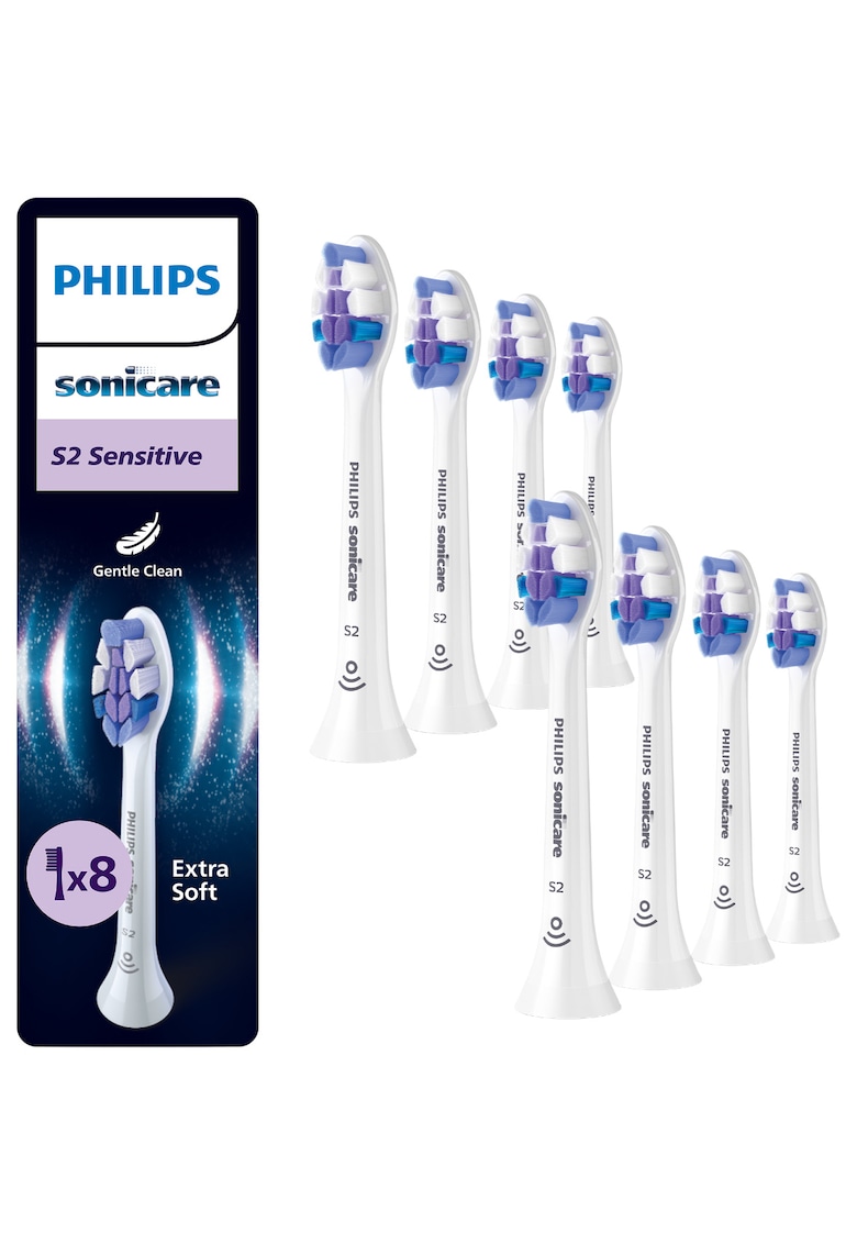 Rezerve Sensitive HX6058/87 - pachet de 8 capete de periere - Standard - click-on - sincronizarea modurilor BrushSync - Alb