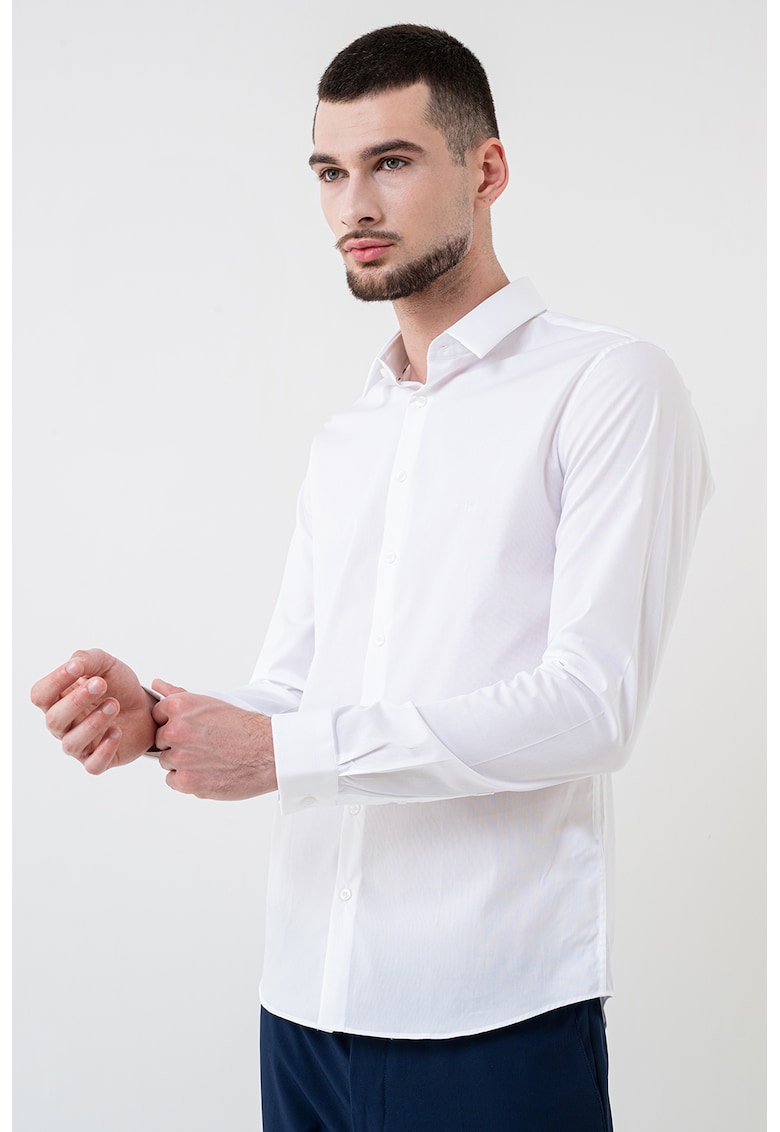 Camasa extra slim fit - Alb/Alb murdar