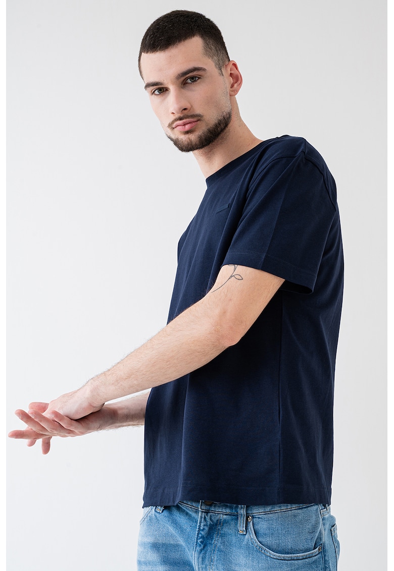 Tricou de bumbac cu decolteu la baza gatului