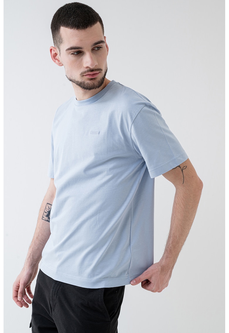 Tricou de bumbac cu decolteu la baza gatului