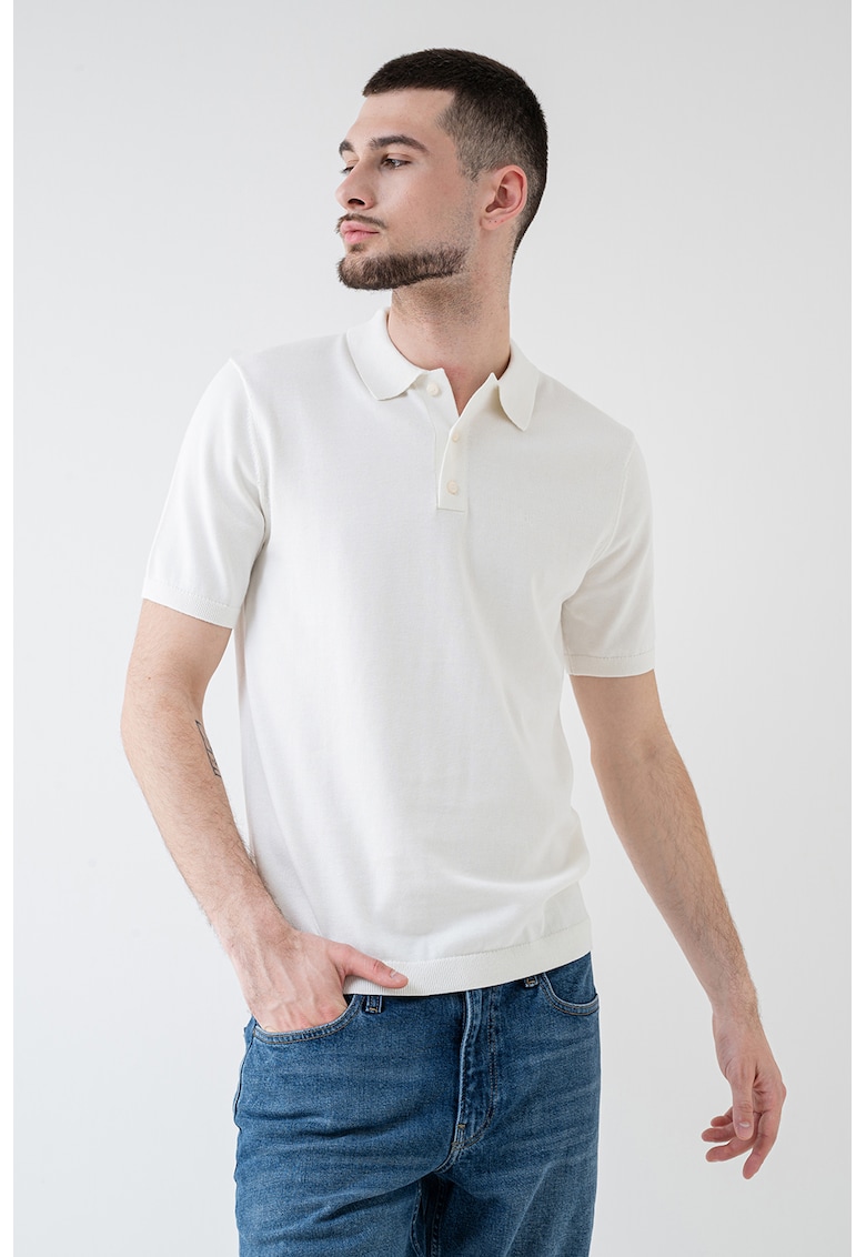 Tricou polo cu model uni - Crem
