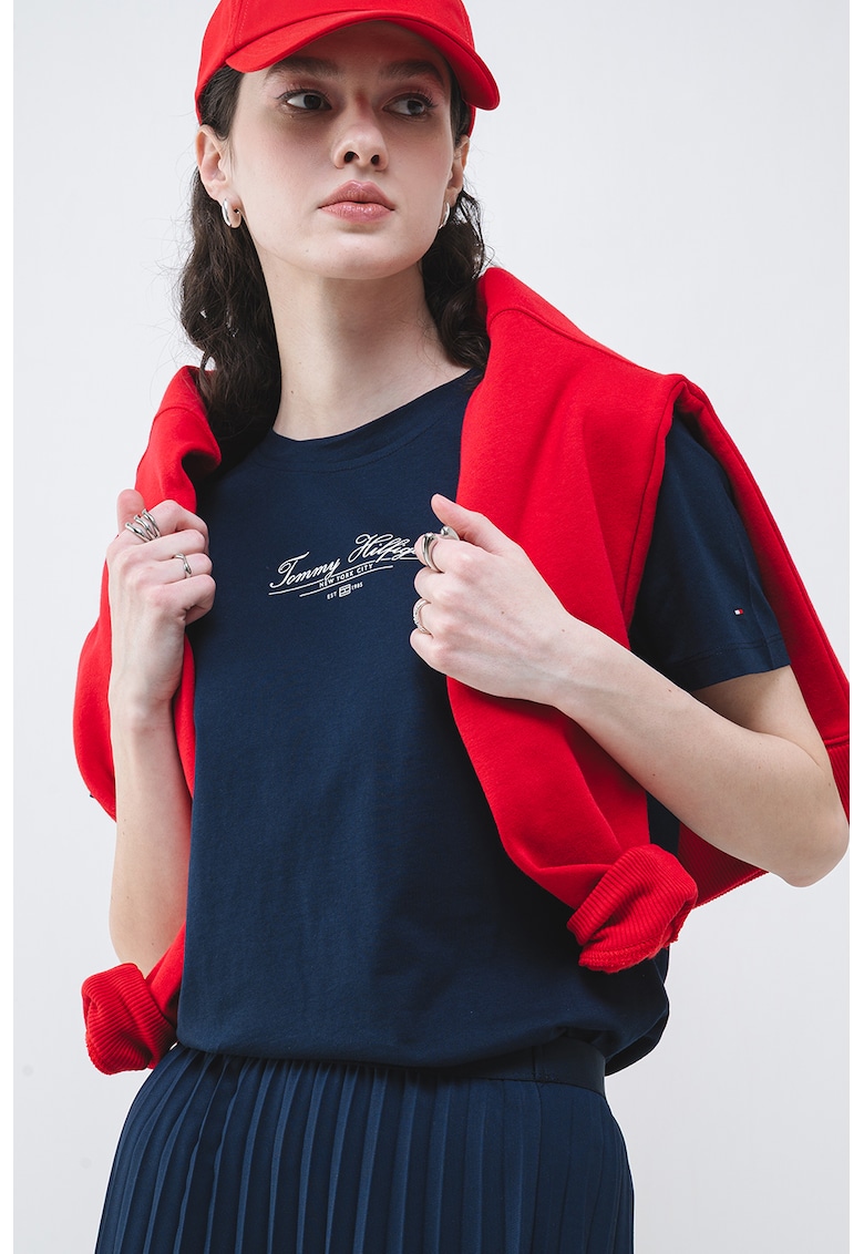 Tricou de bumbac cu imprimeu logo - Bleumarin