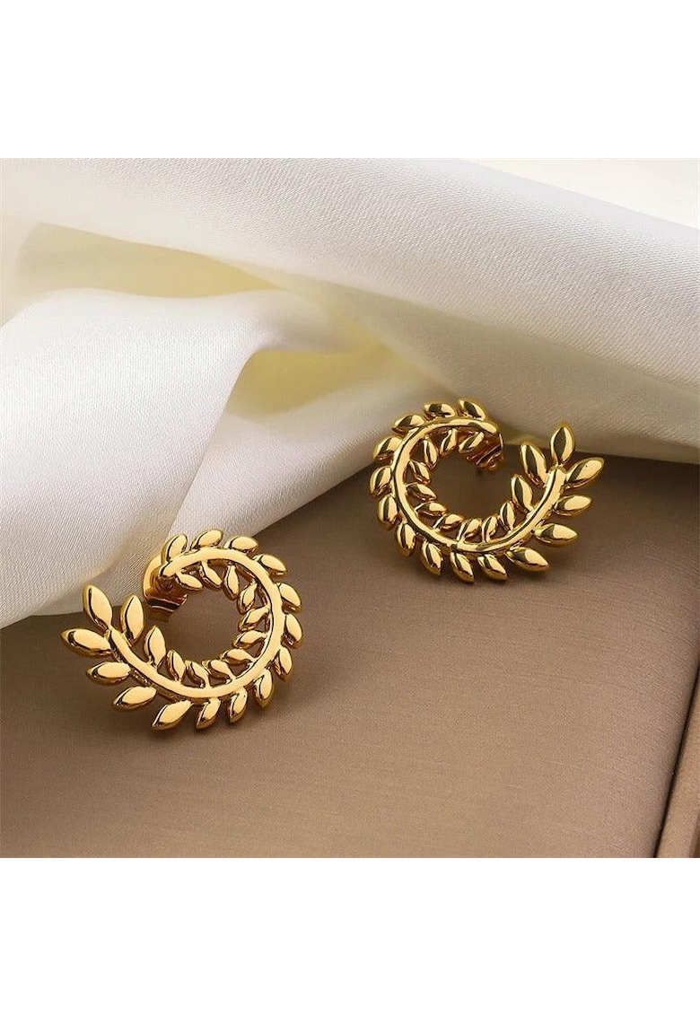 Cercei aurii - din otel inoxidabil - forma de crengute - suflati cu aur 18k - Becky C2