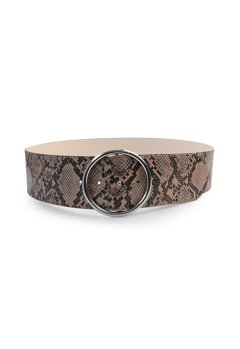 Curea cu model piele de reptila - Negru/Maro camel