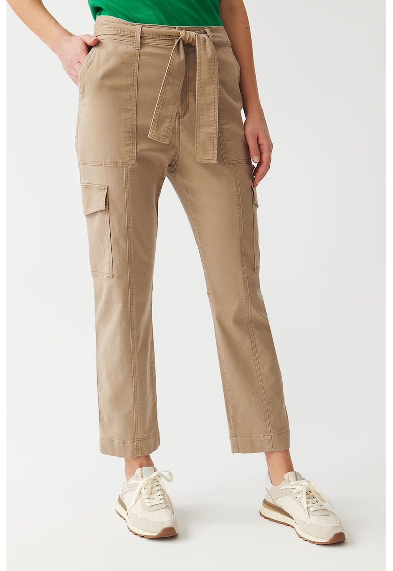 Pantaloni crop din amestec de lyocell cu un cordon in talie