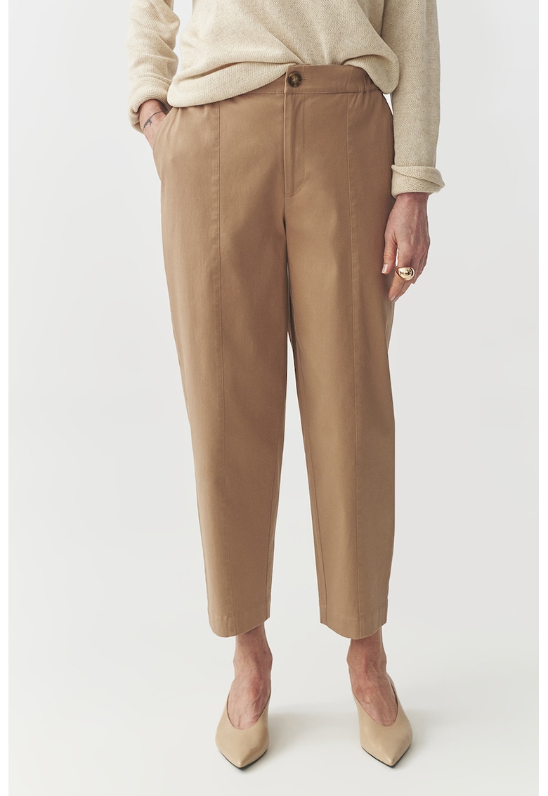 Pantaloni drepti cu model uni