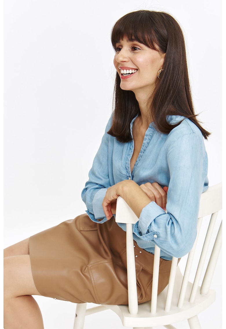 Bluza tunica din lyocell cu fenta cu nasturi