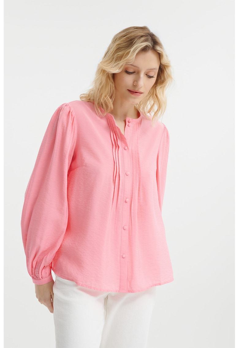 Camasa uni cu maneci lungi - Roz pastel