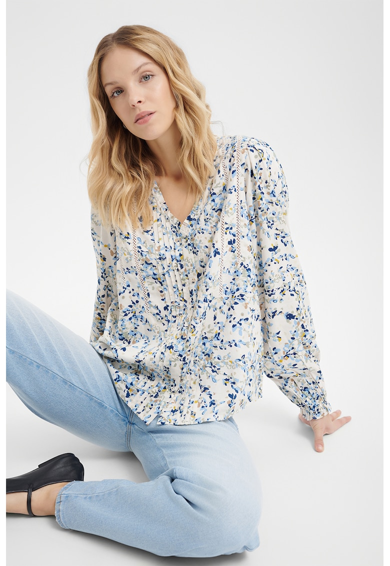 Bluza cu model floral si decolteu in V