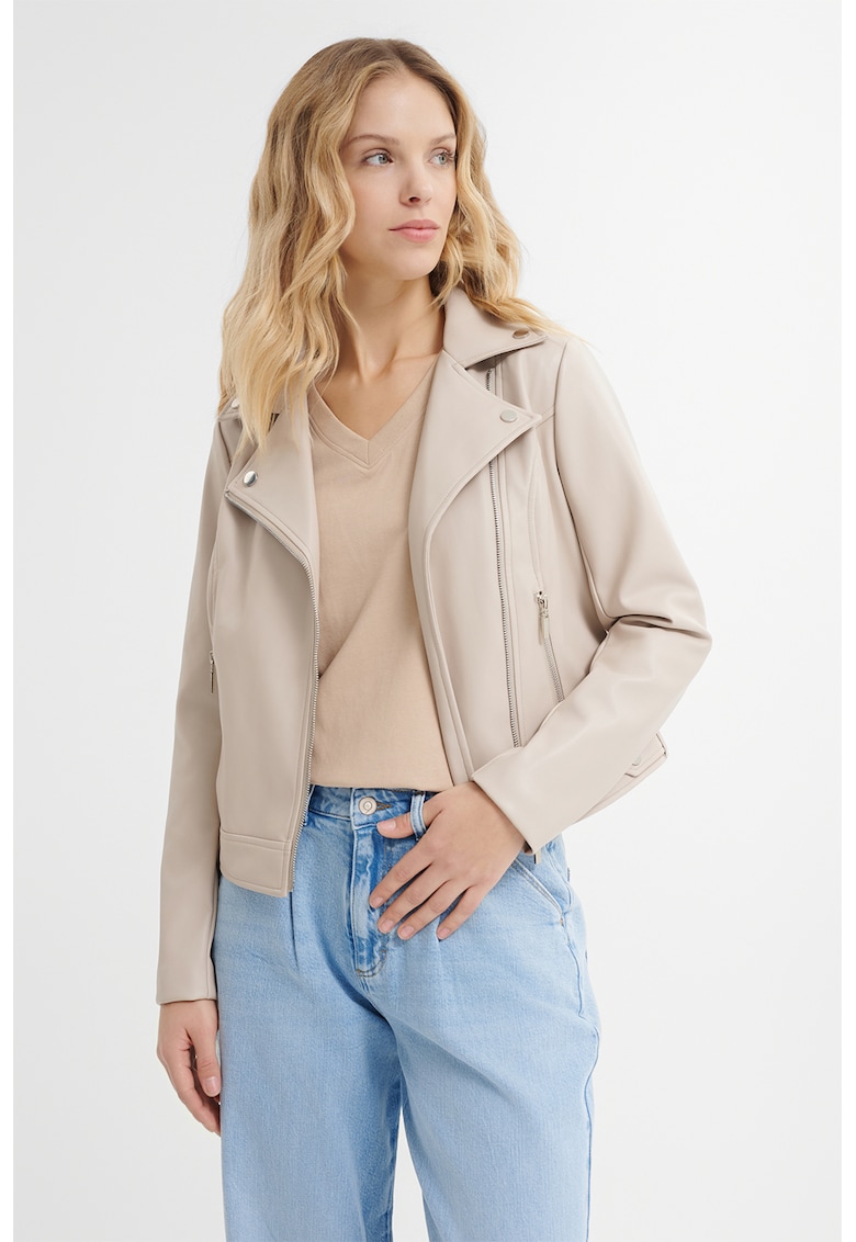 Jacheta biker cu buzunare cu fermoar