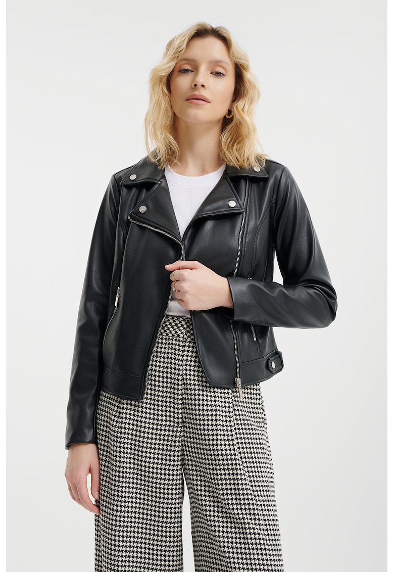 Jacheta biker cu buzunare cu fermoar