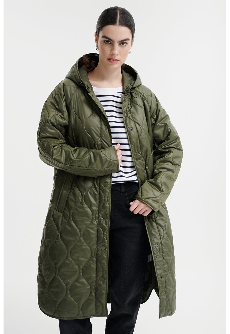 Geaca cu gluga si maneci raglan - Verde masliniu