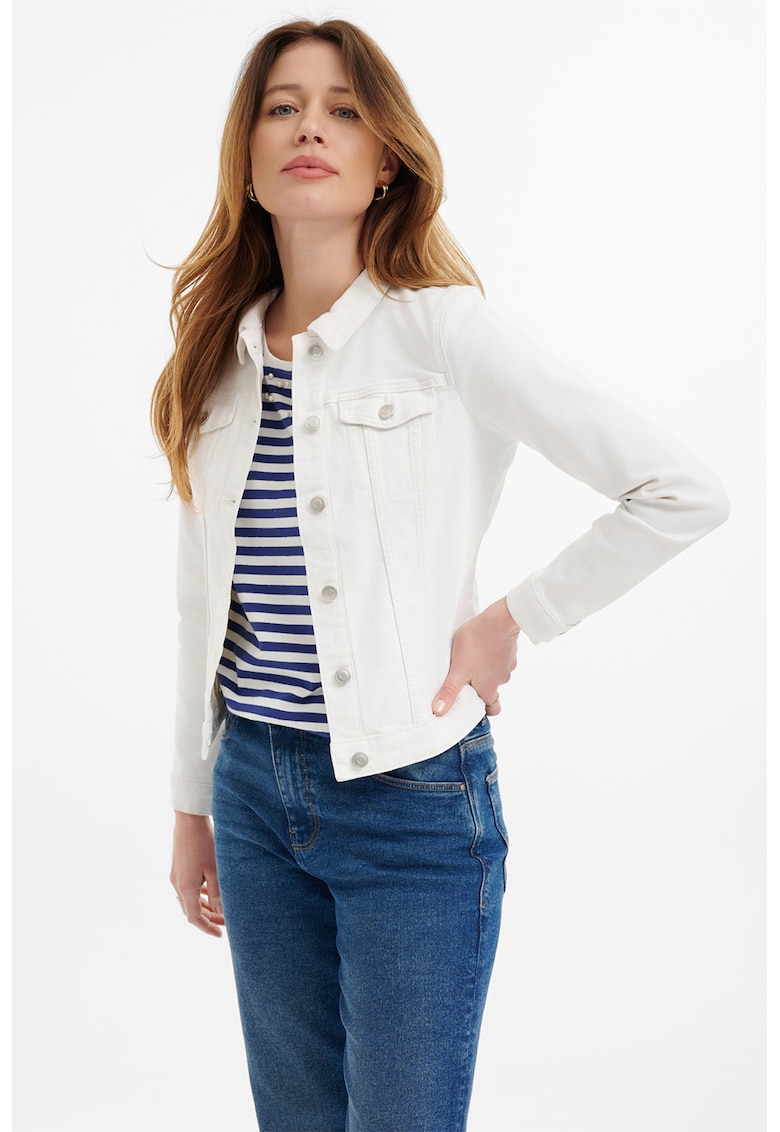 Jacheta de denim cu buzunare pe piept