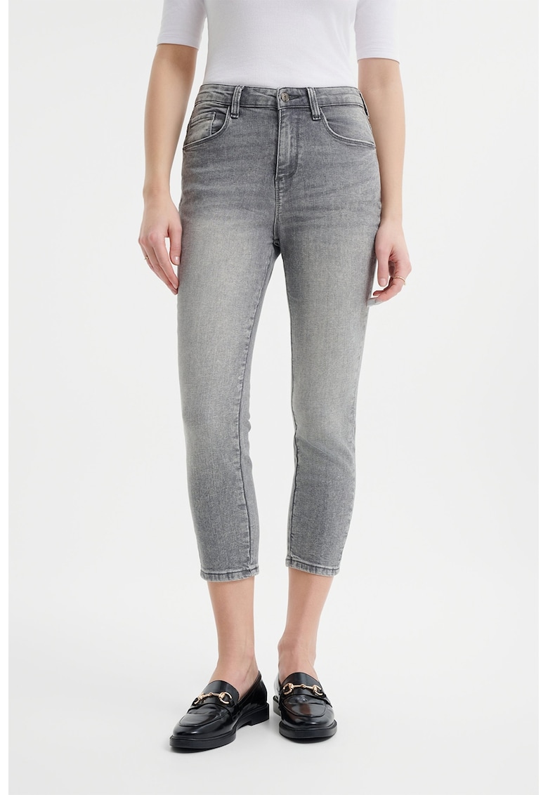 Blugi skinny 3/4 - Gri deschis