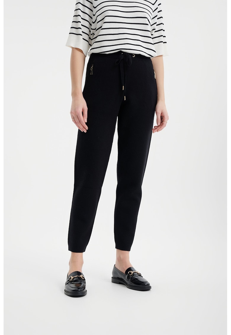Pantaloni crop cu buzunare cu fermoar