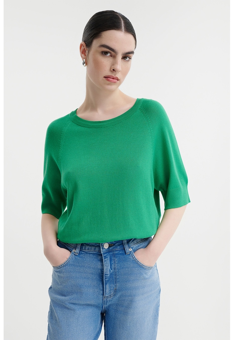 Pulover cu maneci raglan - Verde aquamarin