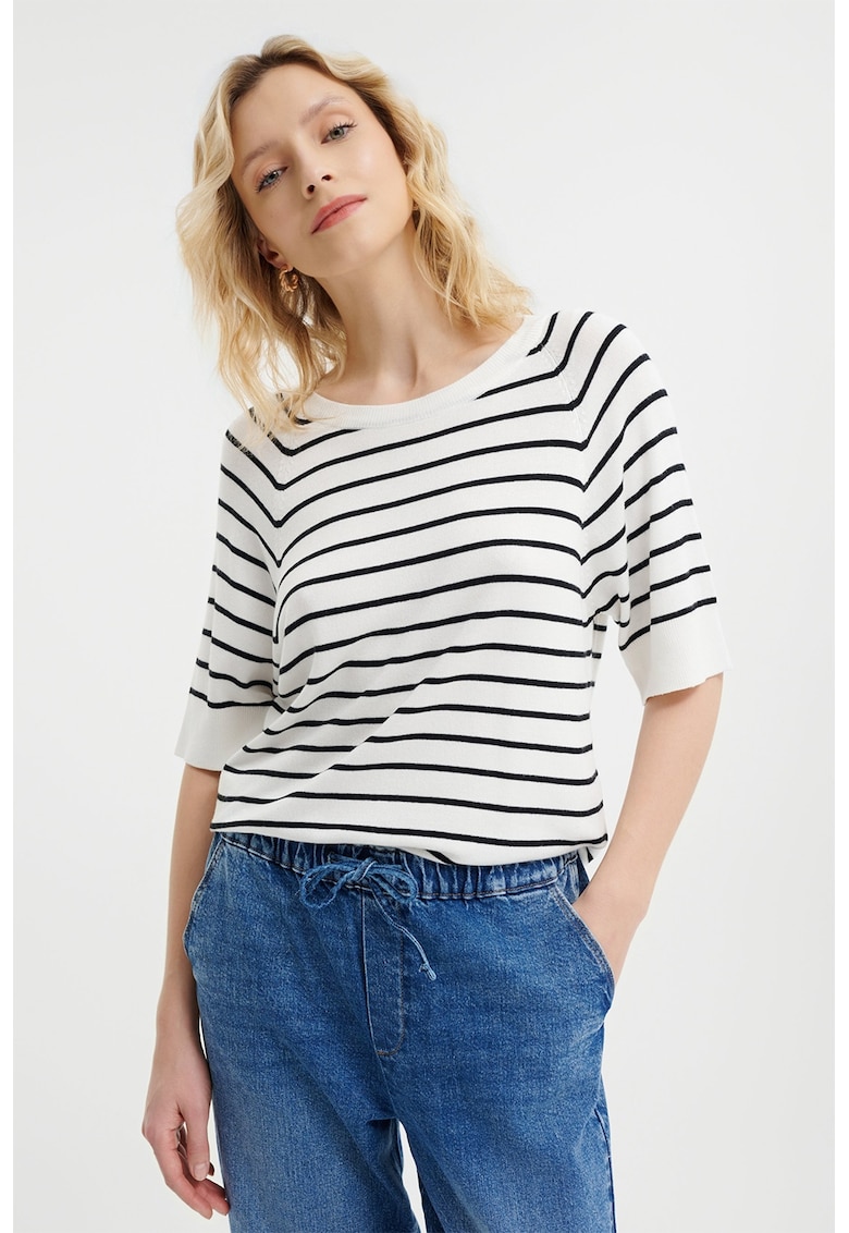 Pulover cu maneci raglan - Negru/Alb murdar