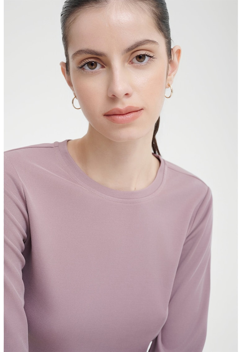 Bluza regular fit cu decolteu la baza gatului