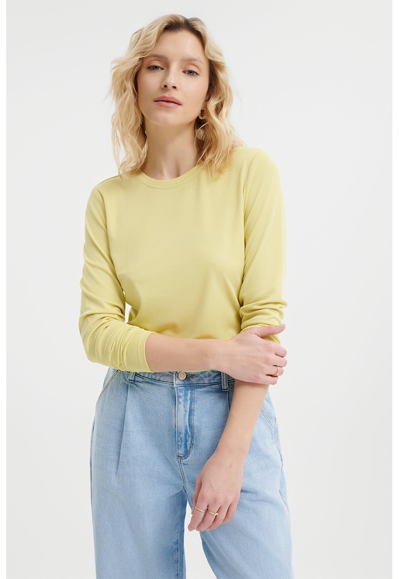 Bluza regular fit cu decolteu la baza gatului