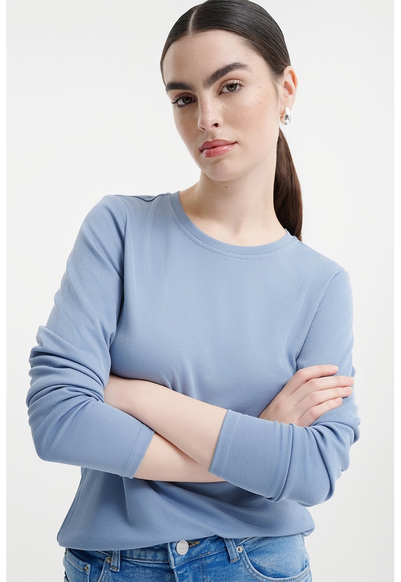 Bluza regular fit cu decolteu la baza gatului