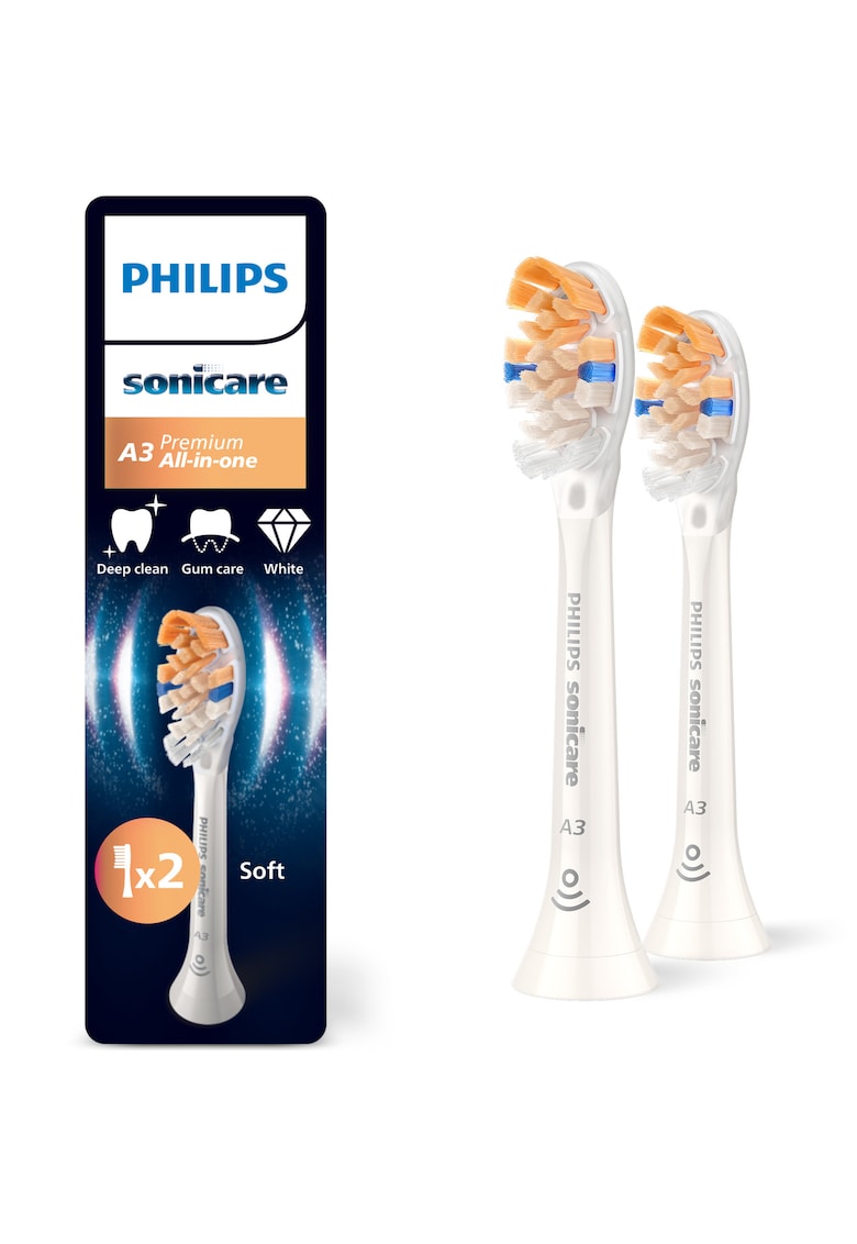 Rezerve A3 Premium All in One HX9092/87 - pachet de 2 capete de periere standard - sincronizarea modurilor BrushSync - Alb