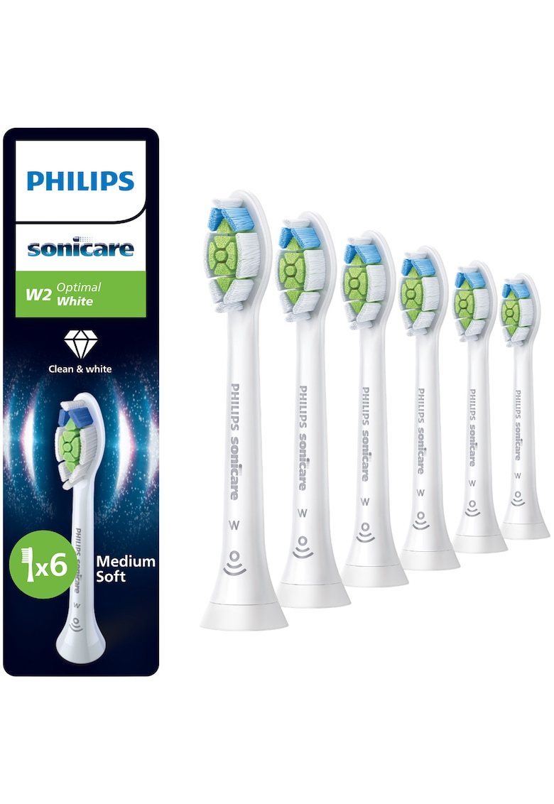 Rezerve Optimal White HX6066/87 - pachet de 6 capete de periere - Standard - click-on - sincronizarea modurilor BrushSync - Alb