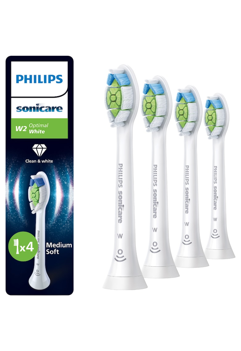 Rezerve Optimal White HX6064/87 - pachet de 4 capete de periere - Standard - click-on - sincronizarea modurilor BrushSync - Alb