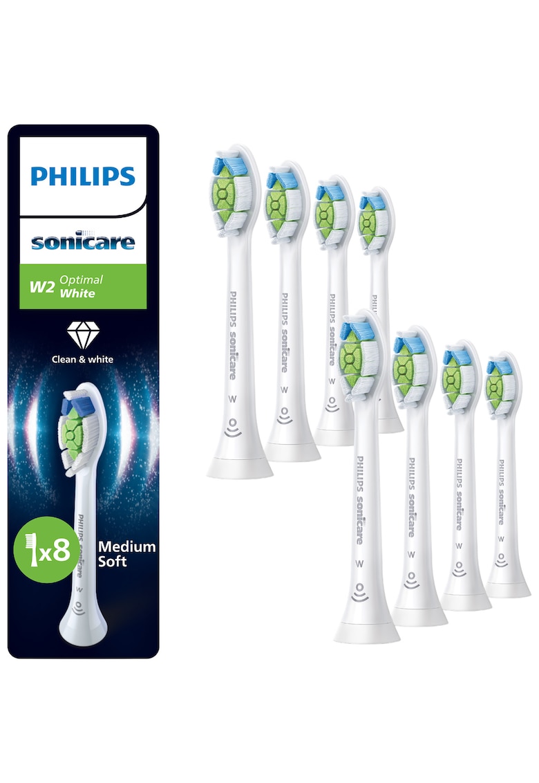 Rezerve Optimal White HX6068/87 - pachet de 8 capete de periere - Standard - click-on - sincronizarea modurilor BrushSync - Alb