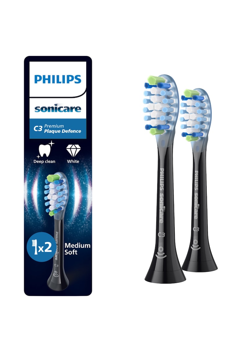 Rezerve Plaque Defence HX9042/88 - pachet de 2 capete de periere - Standard - click-on - sincronizarea modurilor BrushSync - Negru