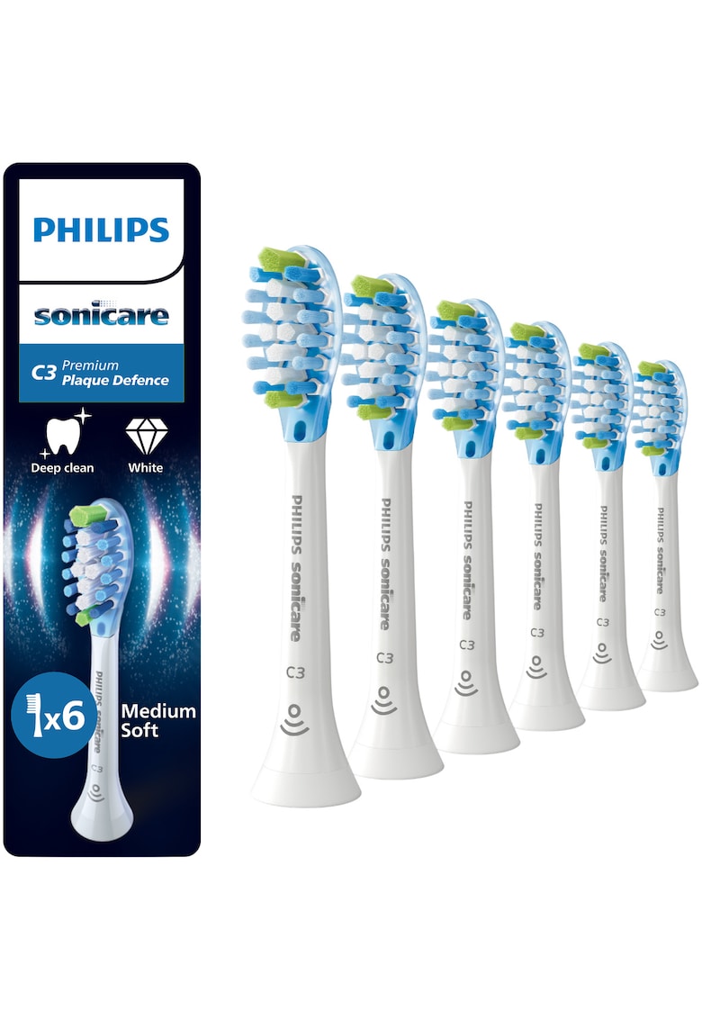 Rezerve Plaque Defence HX9046/87 - pachet de 6 capete de periere - Standard - click-on - sincronizarea modurilor BrushSync - Alb