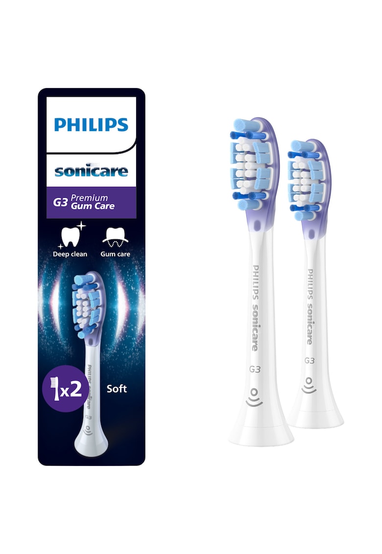 Rezerve Gum Care HX9052/87 - pachet de 2 capete de periere - Standard - click-on - sincronizarea modurilor BrushSync - Alb