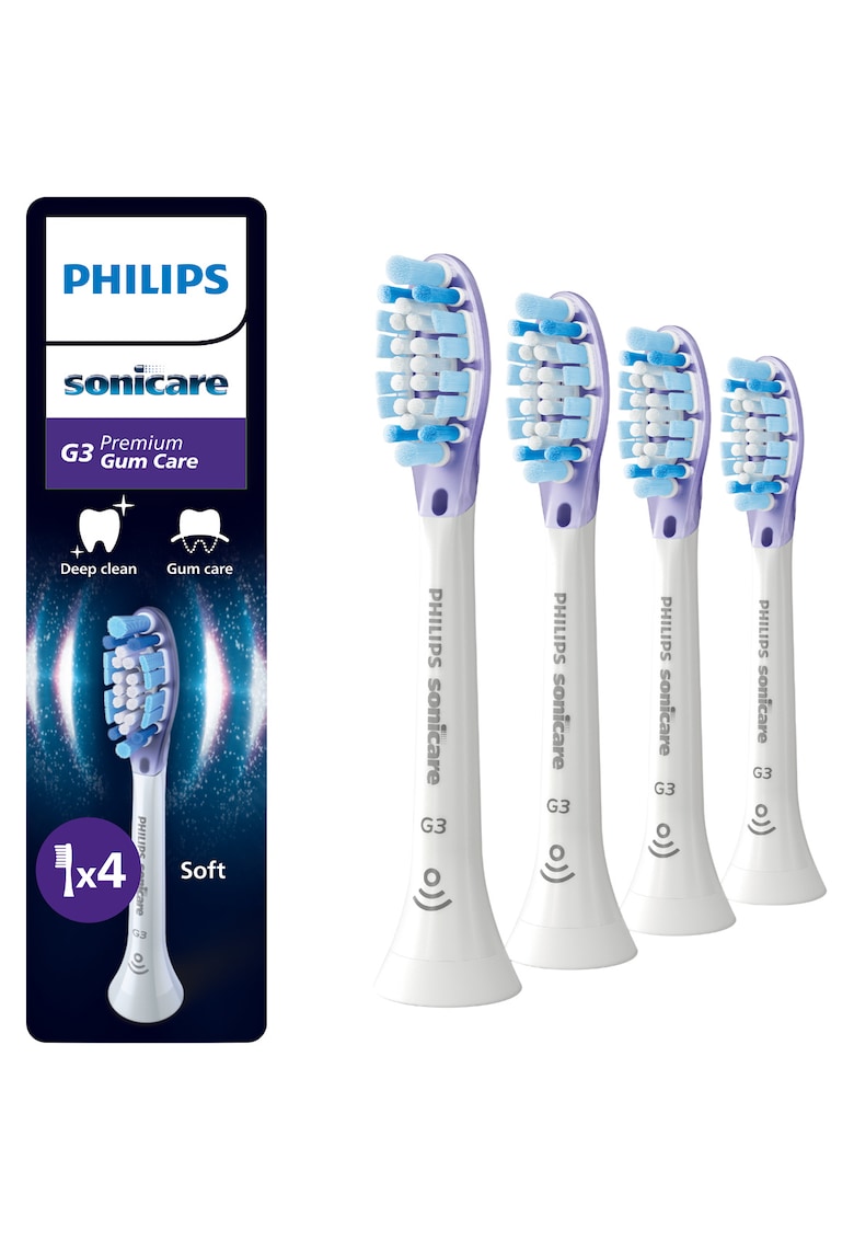 Rezerve Gum Care HX9054/87 - pachet de 4 capete de periere - Standard - click-on - sincronizarea modurilor BrushSync - Alb