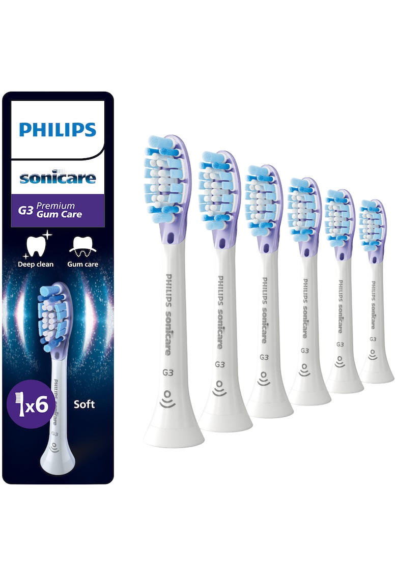 Rezerve Gum Care HX9056/87 - pachet de 6 capete de periere - Standard - click-on - sincronizarea modurilor BrushSync - Alb