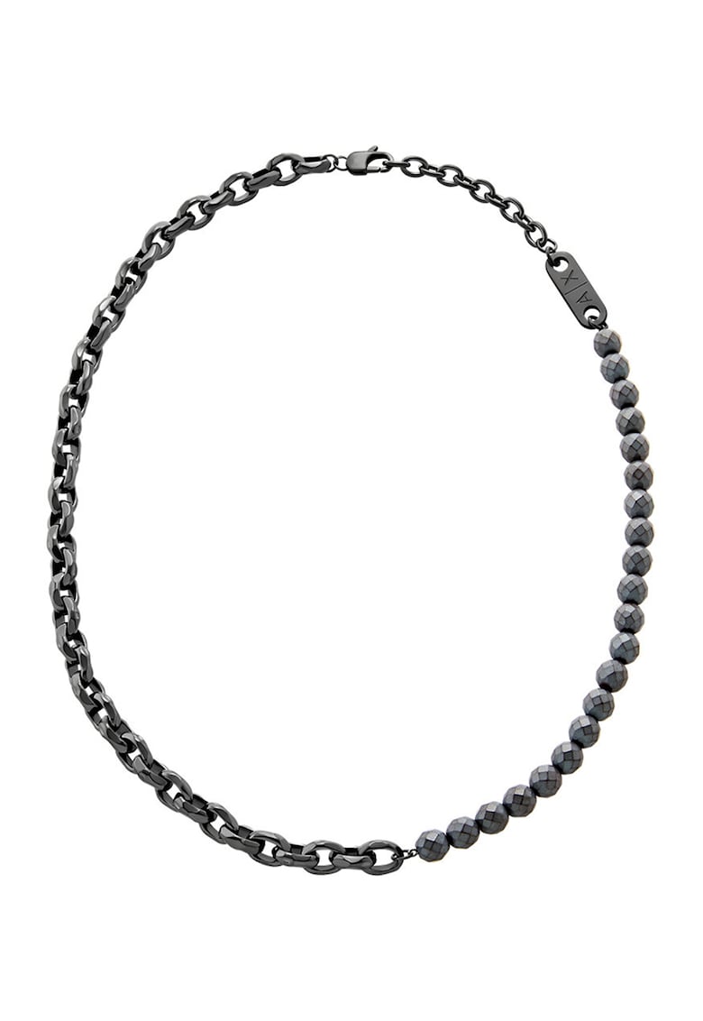 Colier din otel inoxidabil decorat cu pietre de hematite